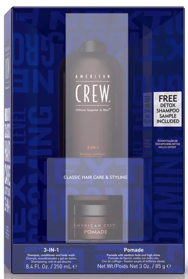 American Crew - Duo Shampoing 3-EN-1 (250ml) + Pommade 85g 