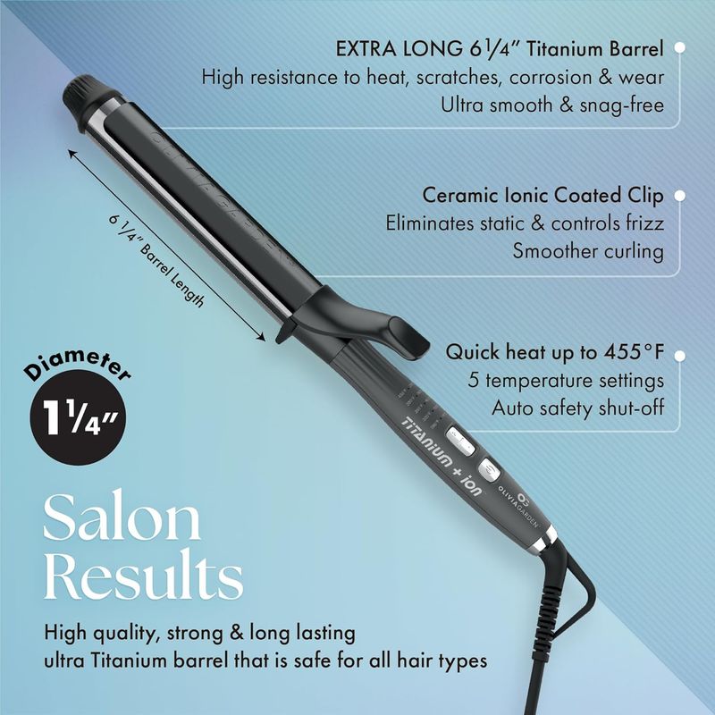 Olivia Garden Titanium + Ion - Fer à Friser 1-1/4" (32 mm) Extra Long