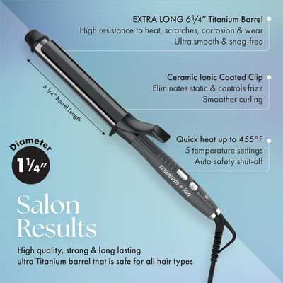Olivia Garden Titanium + Ion - Fer à Friser 1-1/4" (32 mm) Extra Long