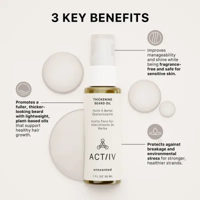 Actiiv Huile à Barbe Épaississante Sans Odeur 30ml
