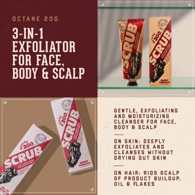 18.21 Man Made - Octane 200 Scrub Exfoliant 3-en-1 Sweet Tobacco 178ml/6oz