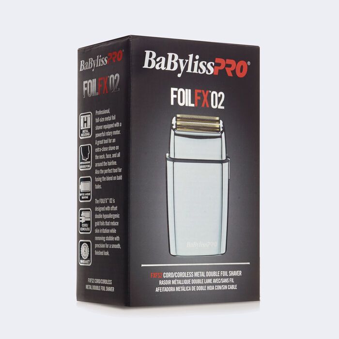 BabylissPRO FoilFX02 Rasoir Sans-Fils en Métal Argent Double Lame #FXFS2