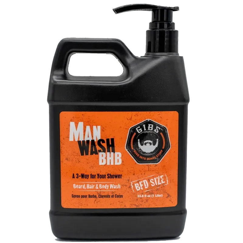 Gibs - Man Wash BHB - Savon pour Barbe, Cheveux et Corps (1L)