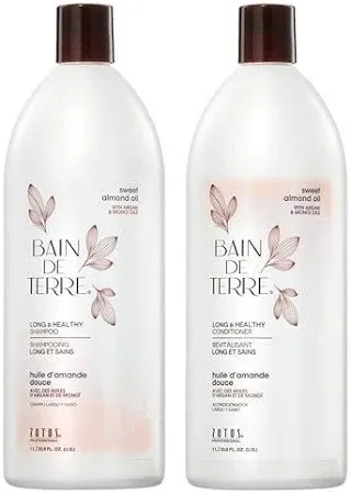 Bain de Terre - Duo Shampoing et Revitalisant - Huile d'amande douce Cheveux Longs (2x 1L)
