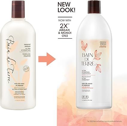 Bain de Terre - Duo Shampoing et Revitalisant - Noix de Coco Papaye - Ultra Hydratant (2x 1L)