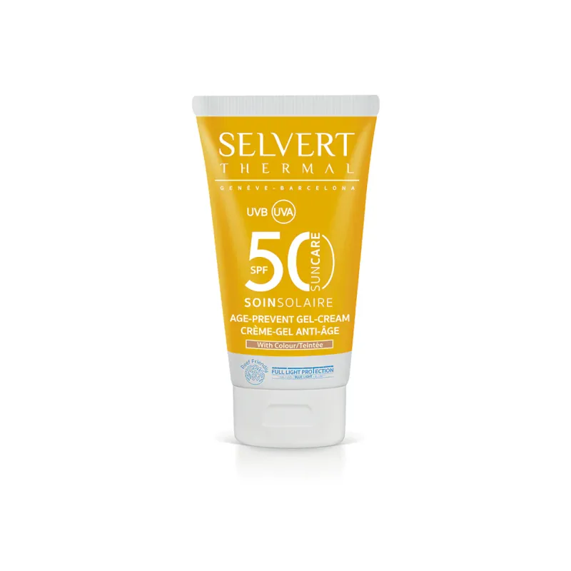 Selvert Thermal - Soin Solaire - Crème-Gel Anti-Age Teintée SPF50 (50ml)