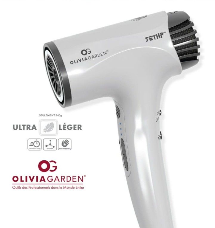 Olivia Garden - Séchoir Pro JetHP Ultra Léger (340g) &amp; Silencieux - 1875W