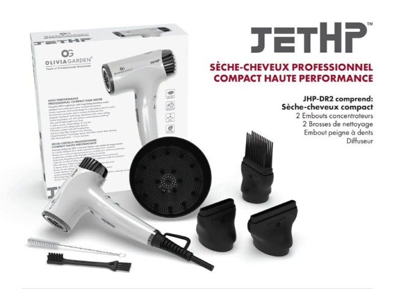 Olivia Garden - Séchoir Pro JetHP Ultra Léger (340g) &amp; Silencieux - 1875W