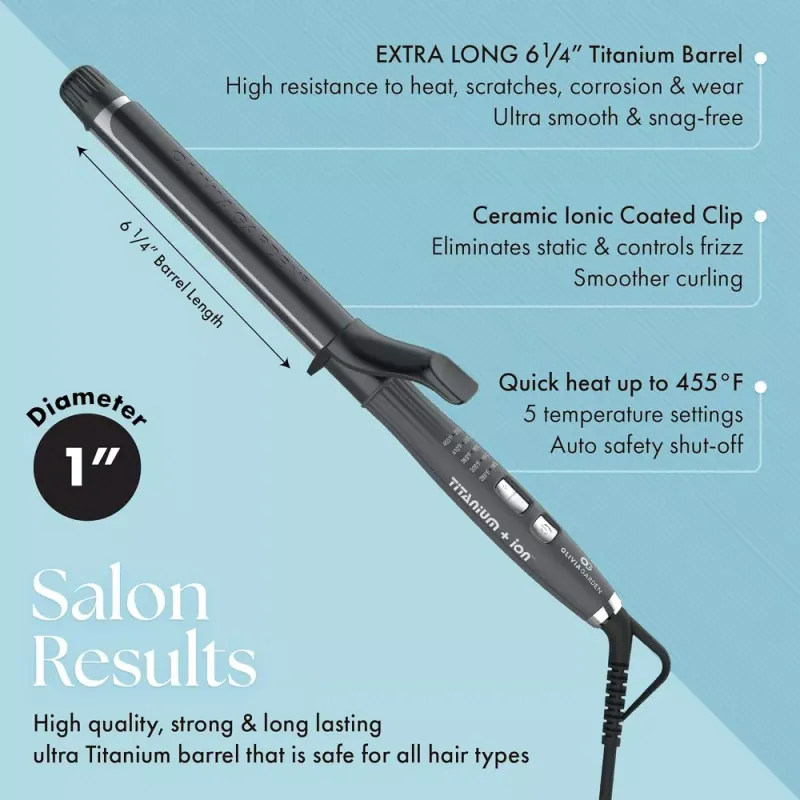 Olivia Garden Titanium + Ion - Fer à Friser 1" (25 mm) Extra Long