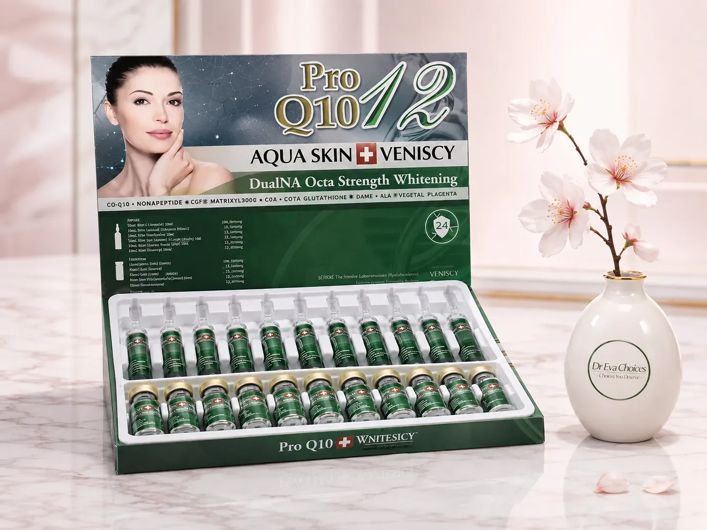 Aqua Skin Veniscy 12 Pro Q10 DualNA Octa Whitening Injection – Advanced Glutathione Skin Whitening Treatment for Radiant, Even-Toned Skin