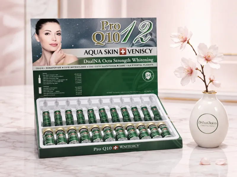 Aqua Skin Veniscy 12 Pro Q10 DualNA Octa Whitening Injection – Advanced Glutathione Skin Whitening Treatment for Radiant, Even-Toned Skin Aqua Skin Veniscy 12 Pro Q10 DualNA Octa Whitening Injection – Advanced Glutathione Skin Whitening Treatment for Radiant, Even-Toned Skin