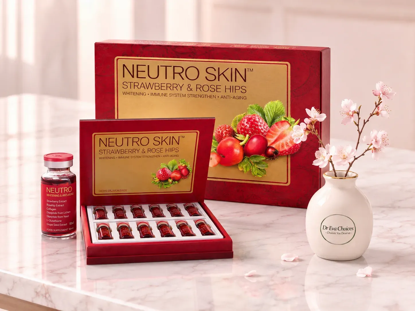 Neutro Skin Strawberry &amp; Rosehips Glutathione Injection – Advanced Skin Whitening &amp; Deep Complexion Renewal Treatment