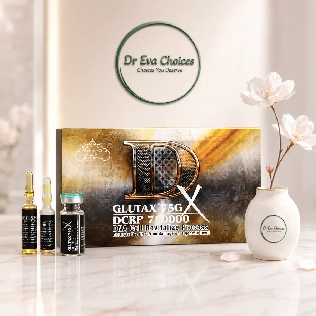 Glutax 75GX TCRP 750000 Glutathione Injection – Advanced Skin Whitening &amp; Cellular Repair Treatment