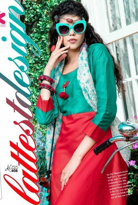 Satin - Casual Wear Anarkali Type Kurti - D408
