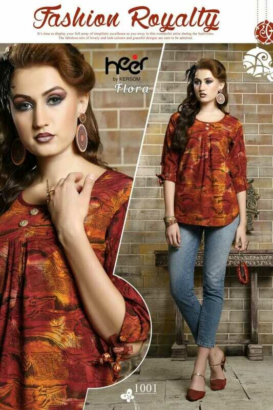 Kersom Heer presents Flora rayon printed fancy western tops - 1001