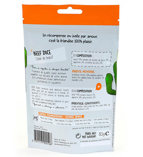 Friandises pour chiens : Beef Dice - cubes de boeuf - 80g