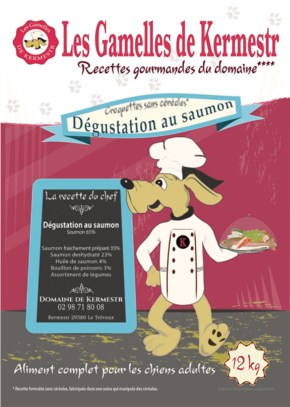 Croquettes Sans Céréales saumon à 65% pour chien  : les gamelles de kermestr