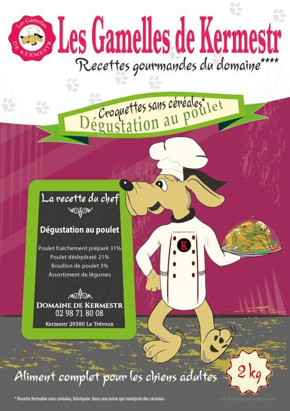 Croquettes Sans Céréales poulet pour chien  : les gamelles de kermestr