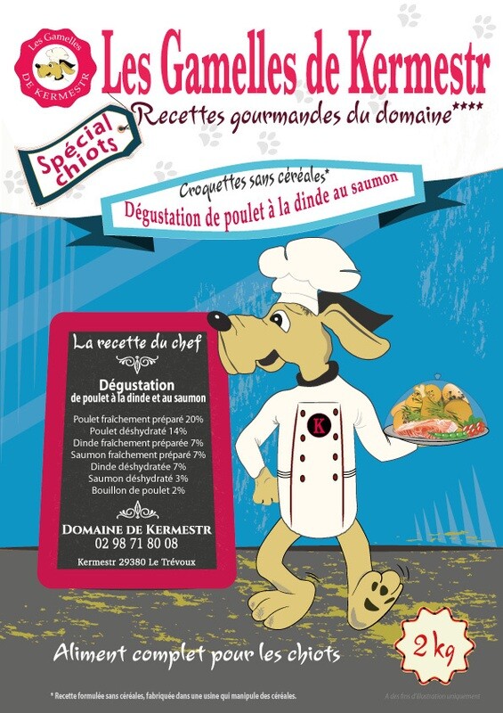 Croquettes sans céréales poulet  saumon pour chiot : les gamelles de kermestr