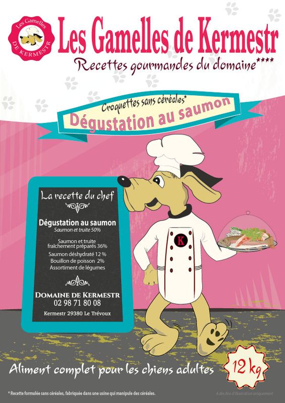 Croquettes Sans Céréales saumon truite pour chien  : les gamelles de kermestr