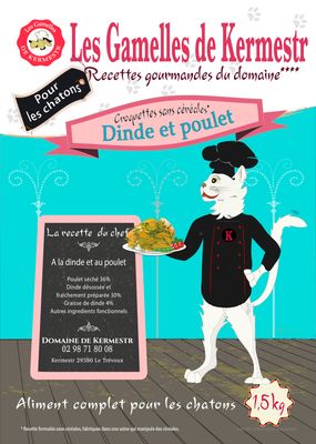 Croquettes Sans Céréales dinde poulet pour chatons : les gamelles de kermestr