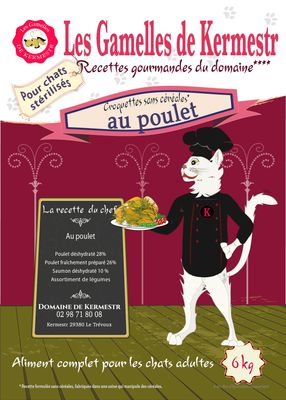 Croquettes sans céréales poulet  pour chat : les gamelles de kermestr