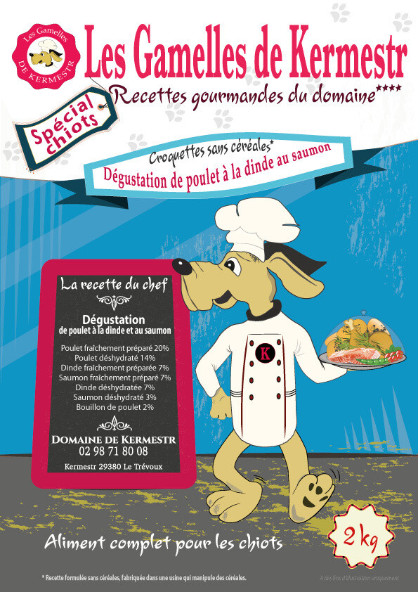 Croquettes sans céréales poulet  saumon pour chiot : les gamelles de kermestr