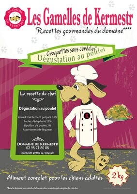Croquettes Sans Céréales poulet pour chien  : les gamelles de kermestr