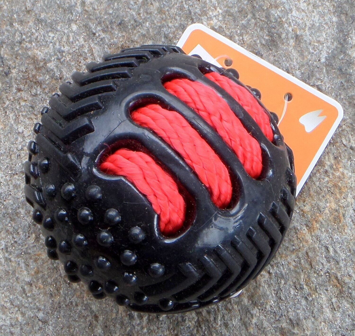 Schwarze Kugel/Ball mit Seil, 10 cm