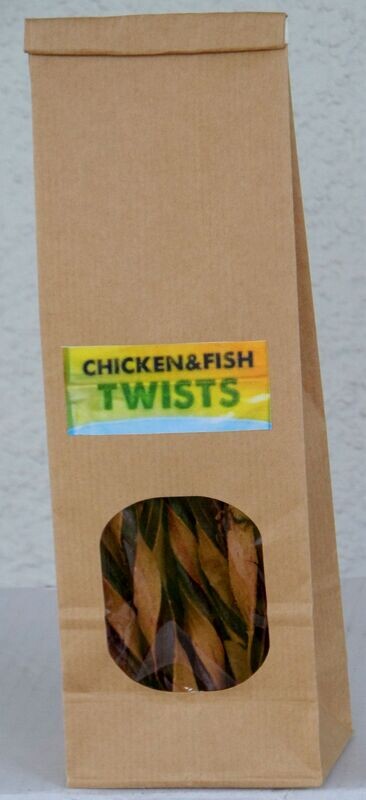 Snack für Hunde "Chicken & Fish Twists",  100 g