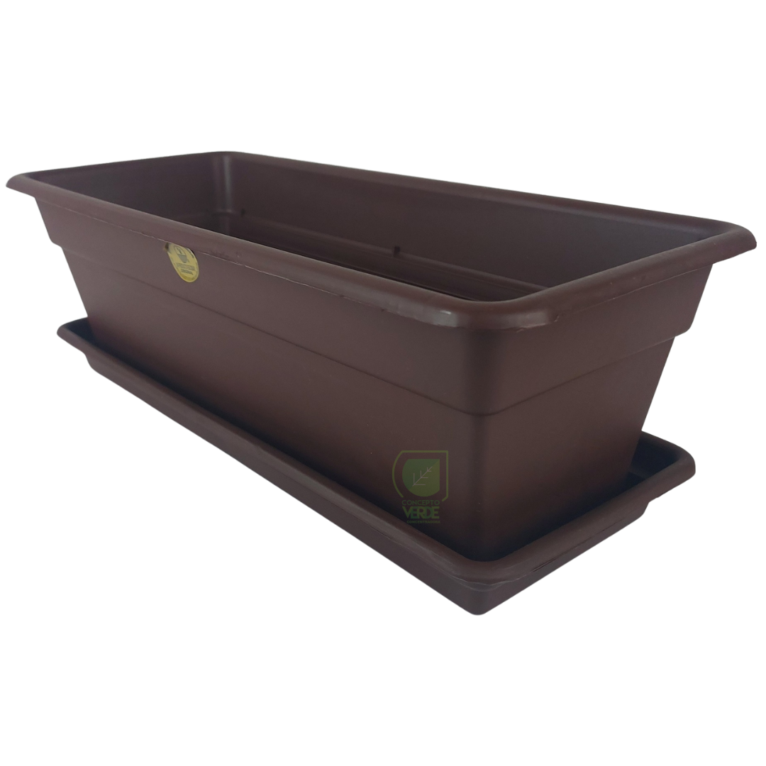 Jardinera Con Plato 46cm, Color: Chocolate