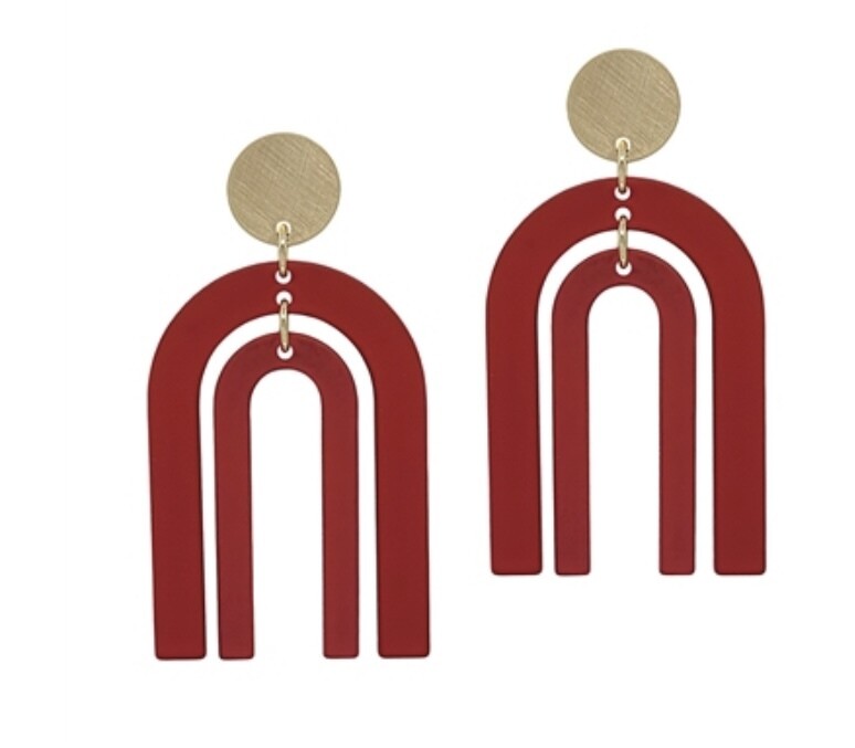 Red U Earrings