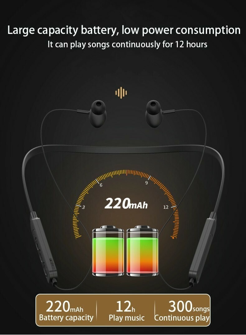 Bluetooth Earphone for
Apple and Android.
BL.5.0. Neckband comfortable