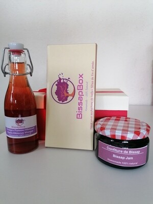 Coffret Foodafrik
Vinaigre pomme-bissap, confiture et tablette de chocolat au bissap