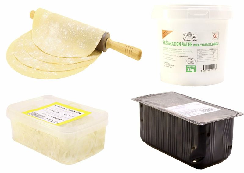 Kit Tartes flambées, à partir de 2.95€/pce Fond + Creme + Lardon + Oignon