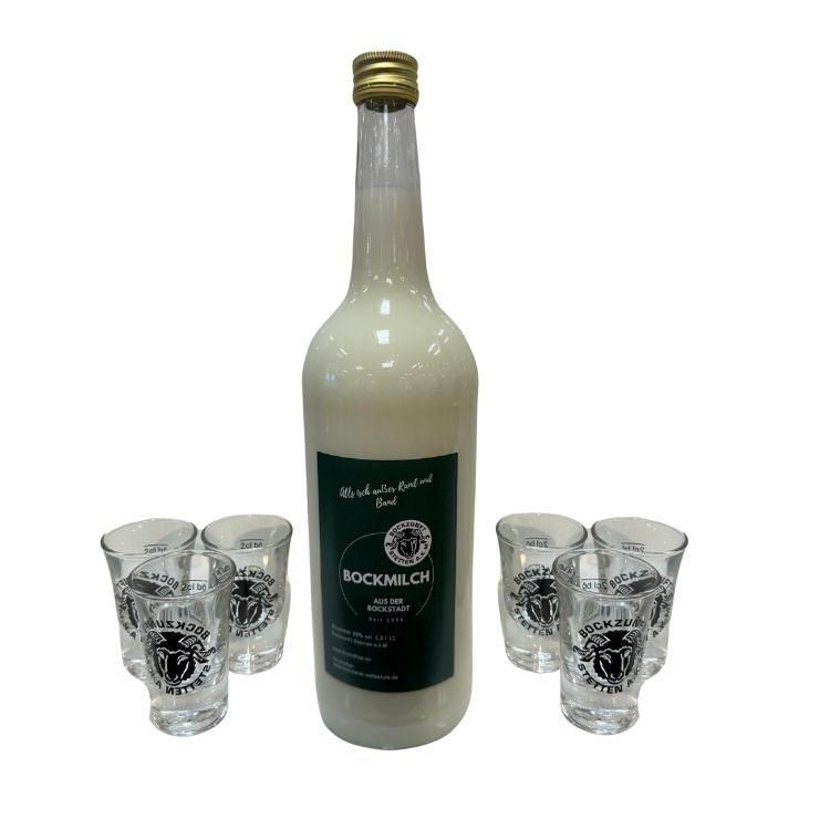 Angebot     1 Liter Bockmilch und   6 Stamper