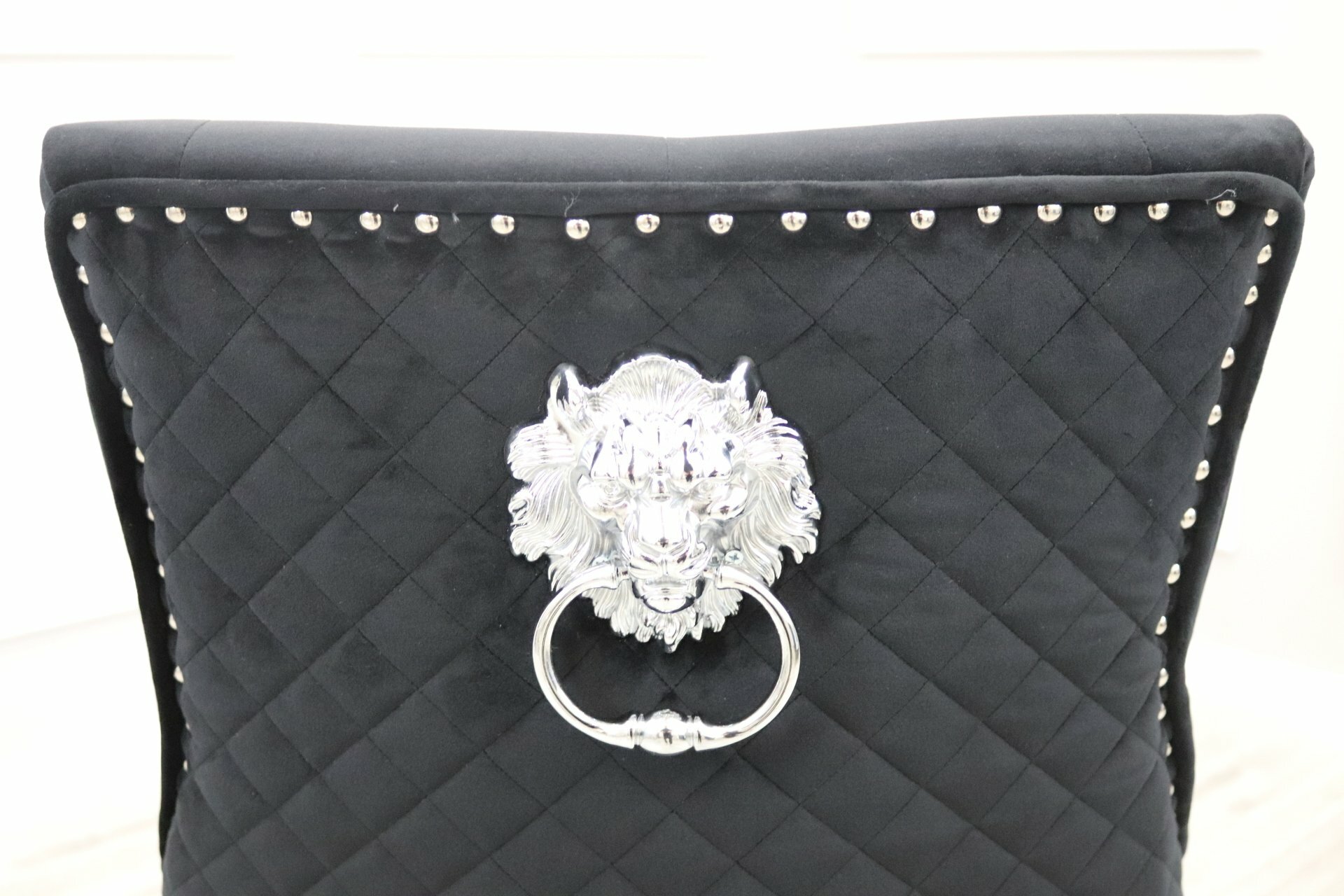 Maxwell Quilted Lion Knocker Chair - Black