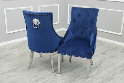 Maxwell Quilted Lion Knocker Chair - Blue