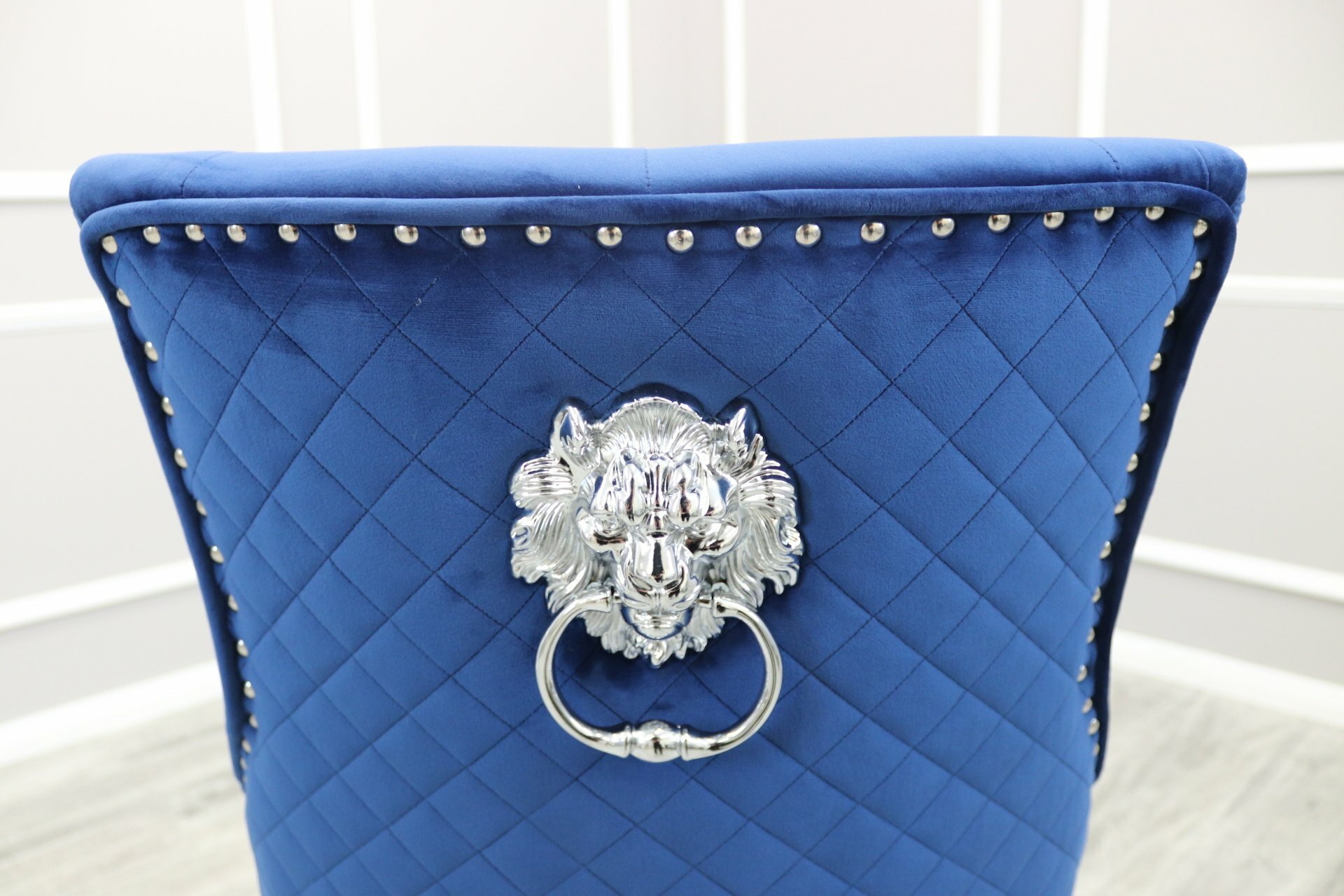 Maxwell Quilted Lion Knocker Chair - Blue