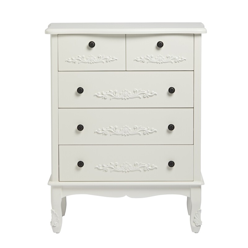 Antoinette 5 Drawer Chest White