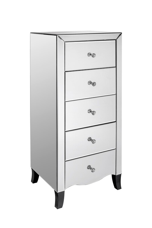 Valentina 5 Drawer Mirrored Chest