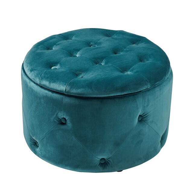 Cleo Round Storage Pouff Teal