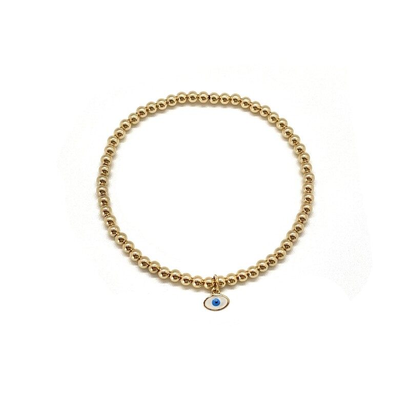 3MM GOLD FILLED  EVIL EYE CHARM BRACELET