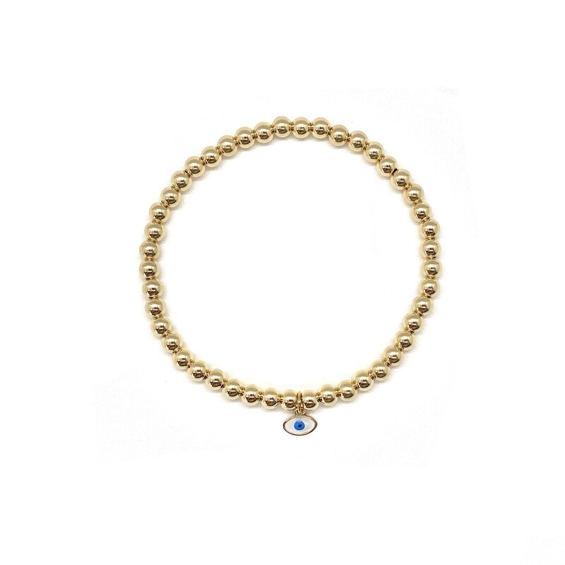 4MM GOLD FILLED EVIL EYE CHARM BRACELET