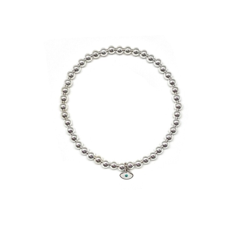 4MM STERLING SILVER EVIL EYE CHARM BRACELET