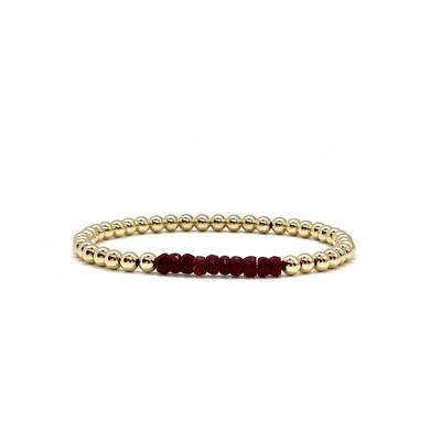 4MM GOLD FILLED BRACELET WITH RUBY