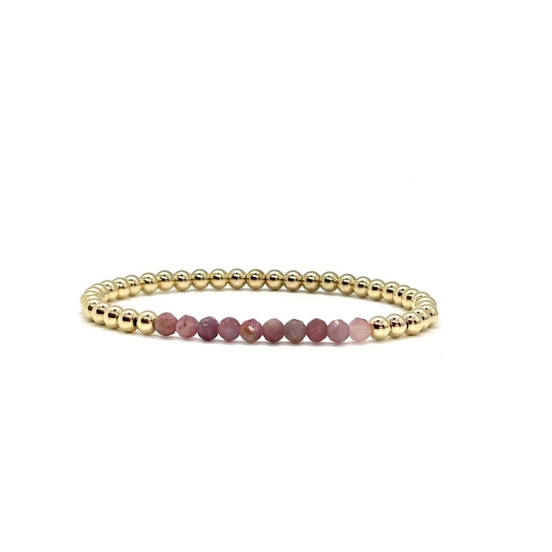 4MM GOLD FILLED BRACELET WITH PINK TOURMALINE