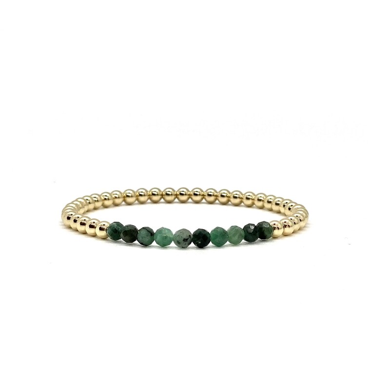 4MM GOLD FILLED BRACELET WITH EMERALD