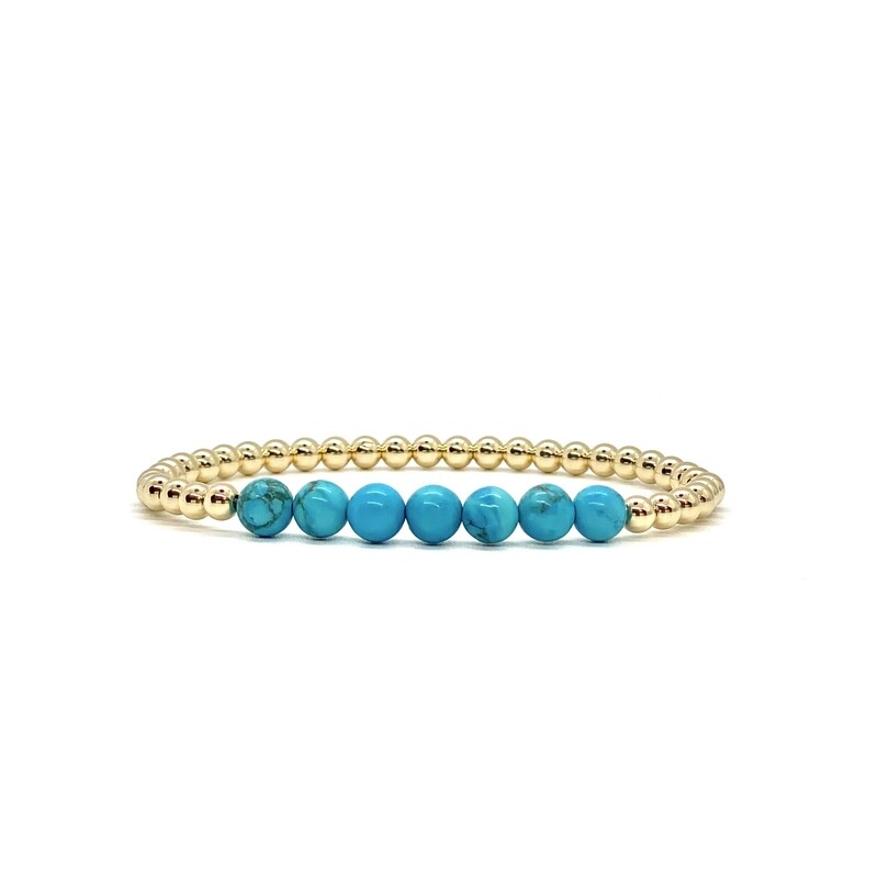 4MM GOLD FILLED BRACELET WITH TURQUOISE