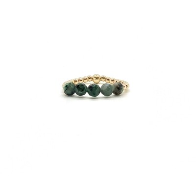 2MM GOLD FILLED RING WITH GREEN EMERALD